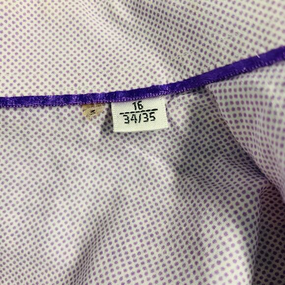 BUGATCHI UOMO Size L Purple White Houndstooth Cotton Long Sleeve Shirt - Picture 6 of 8